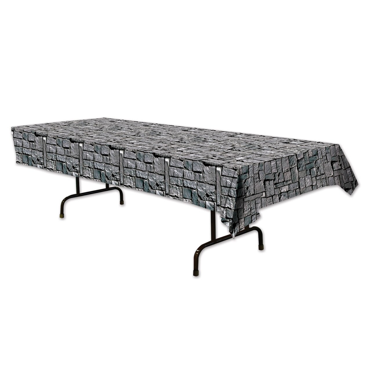 Party Central Club Pack of 12 Gray Medieval Castle Stone Wall Banquet Party Table Covers 108"